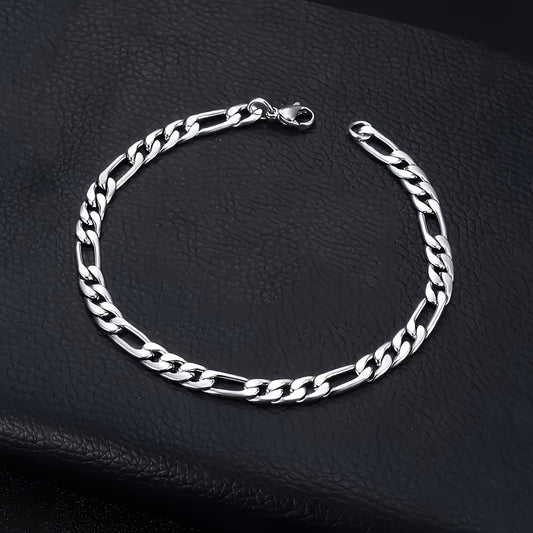 Silver Figaro Chain Bracelet - 6mm